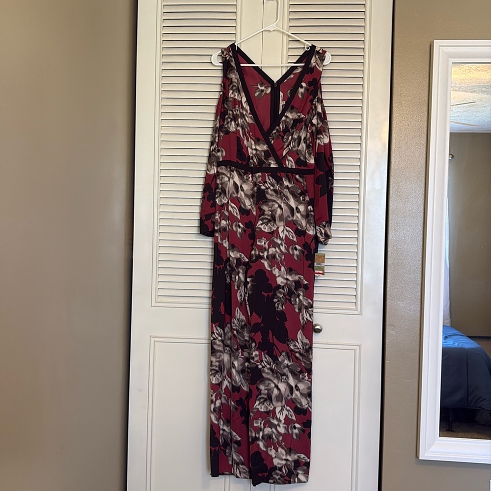 RACHEL Rachel Roy Red and Black Floral Jumpsuit